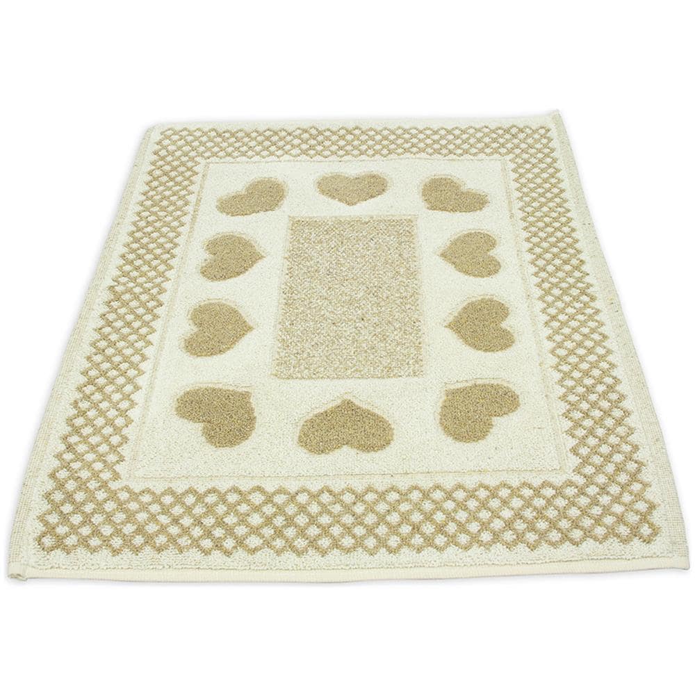 Tappeto Bagno Doccia Spugna Tappetino Assorbente Cotone Pelo Corto Mod. Love O.b 60x120 Beige - Foto 1
