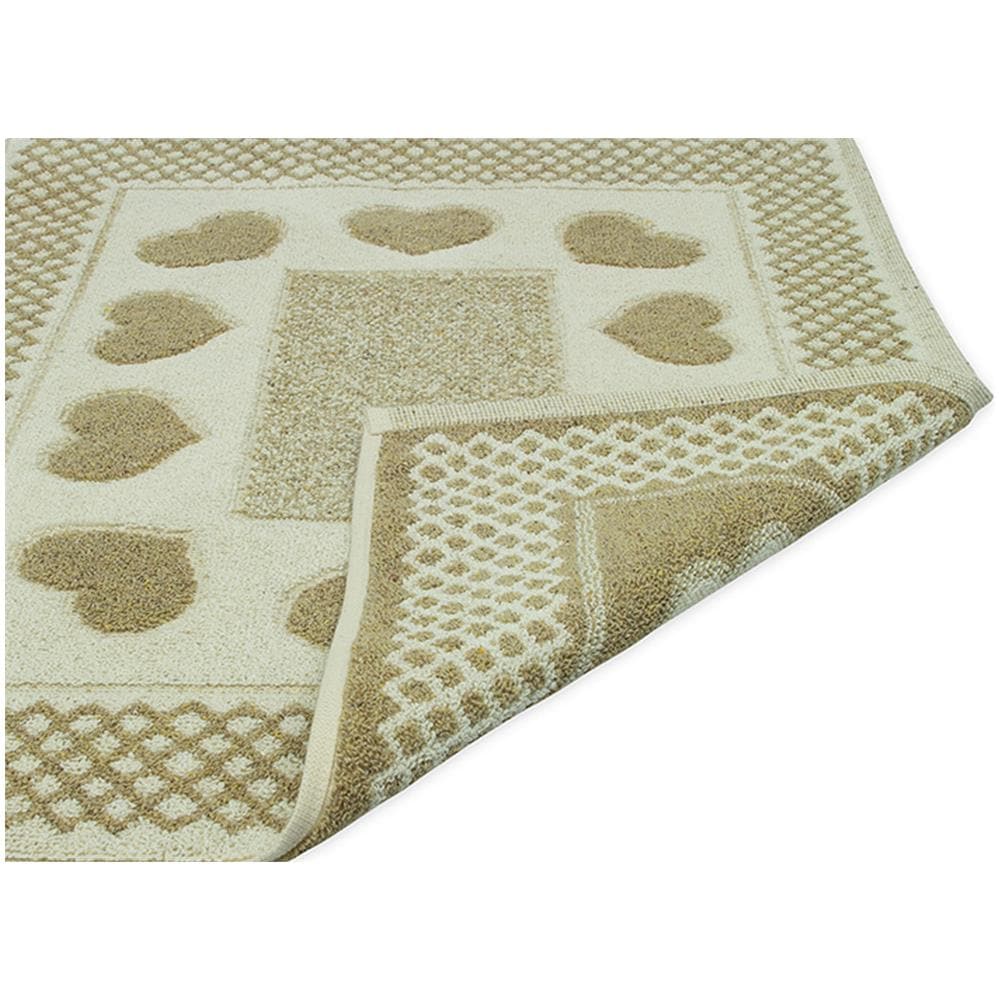 Tappeto Bagno Doccia Spugna Tappetino Assorbente Cotone Pelo Corto Mod. Love O.b 60x120 Beige - Foto 5