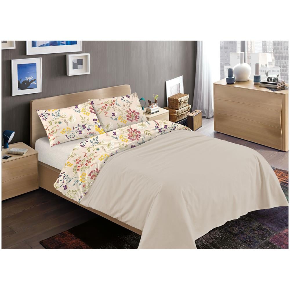 Completo Lenzuola Letto 100% Cotone Disegno Fiori Flower Garden Rp Made In Italy 1 Piazza Fiori - Foto 1