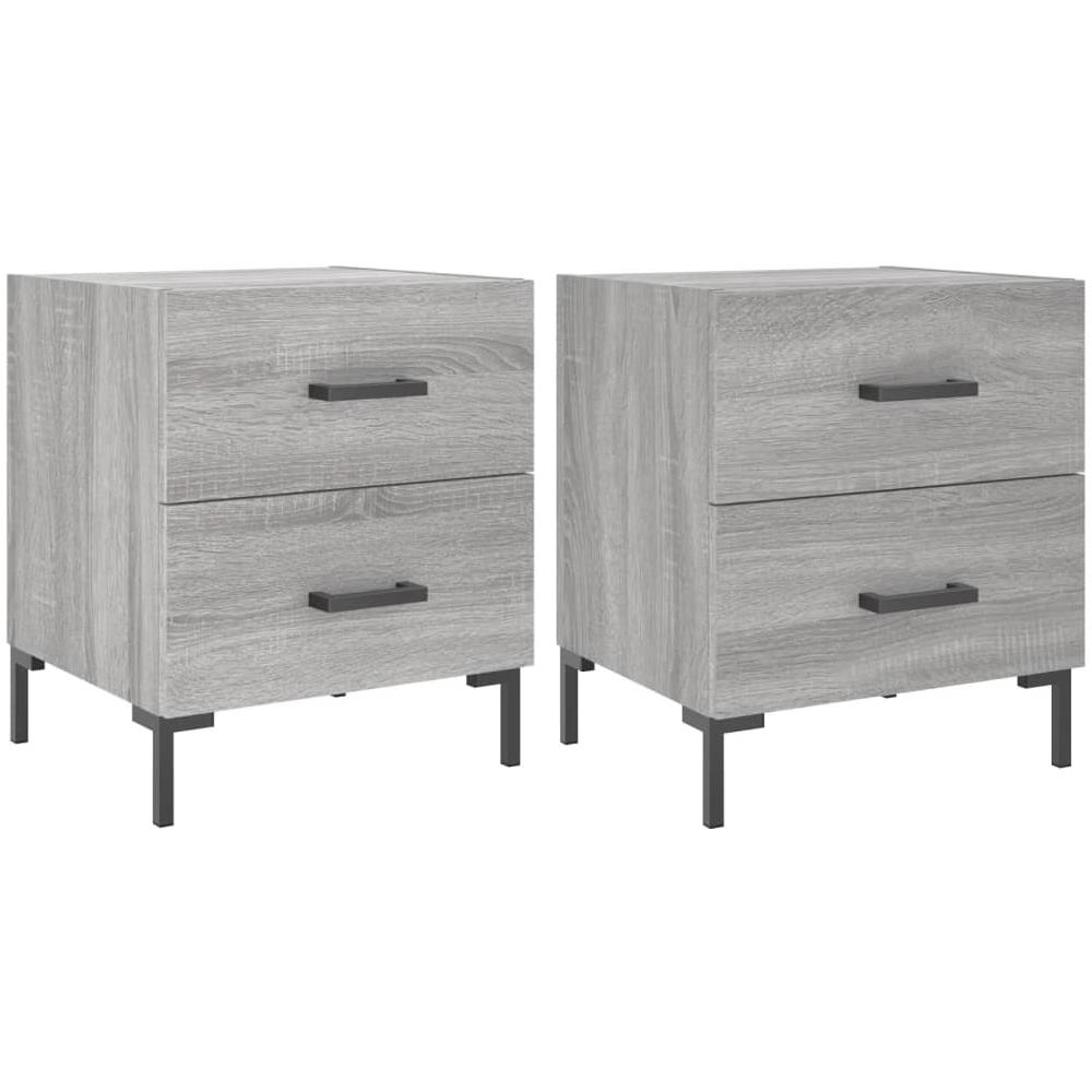 Comodini 2 Pz Grigio Sonoma 40x35x47,5 Cm In Legno Multistrato - Foto 2