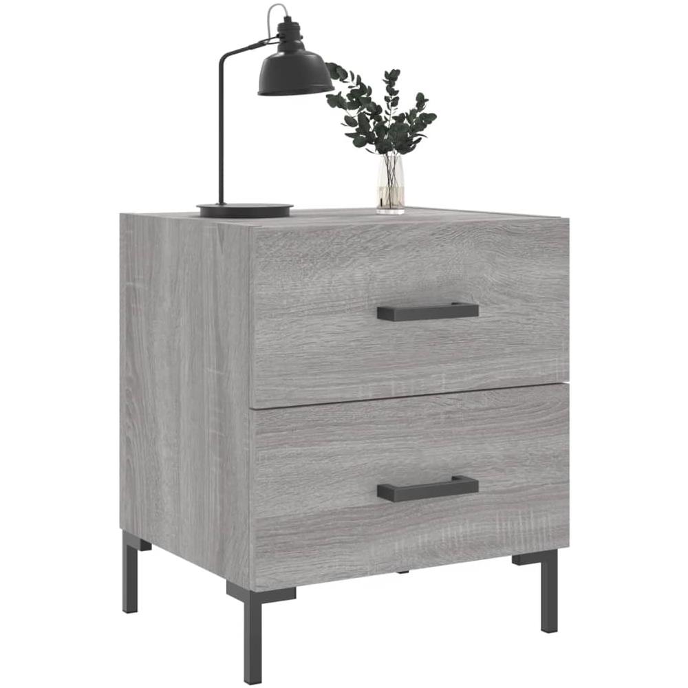 Comodini 2 Pz Grigio Sonoma 40x35x47,5 Cm In Legno Multistrato - Foto 3