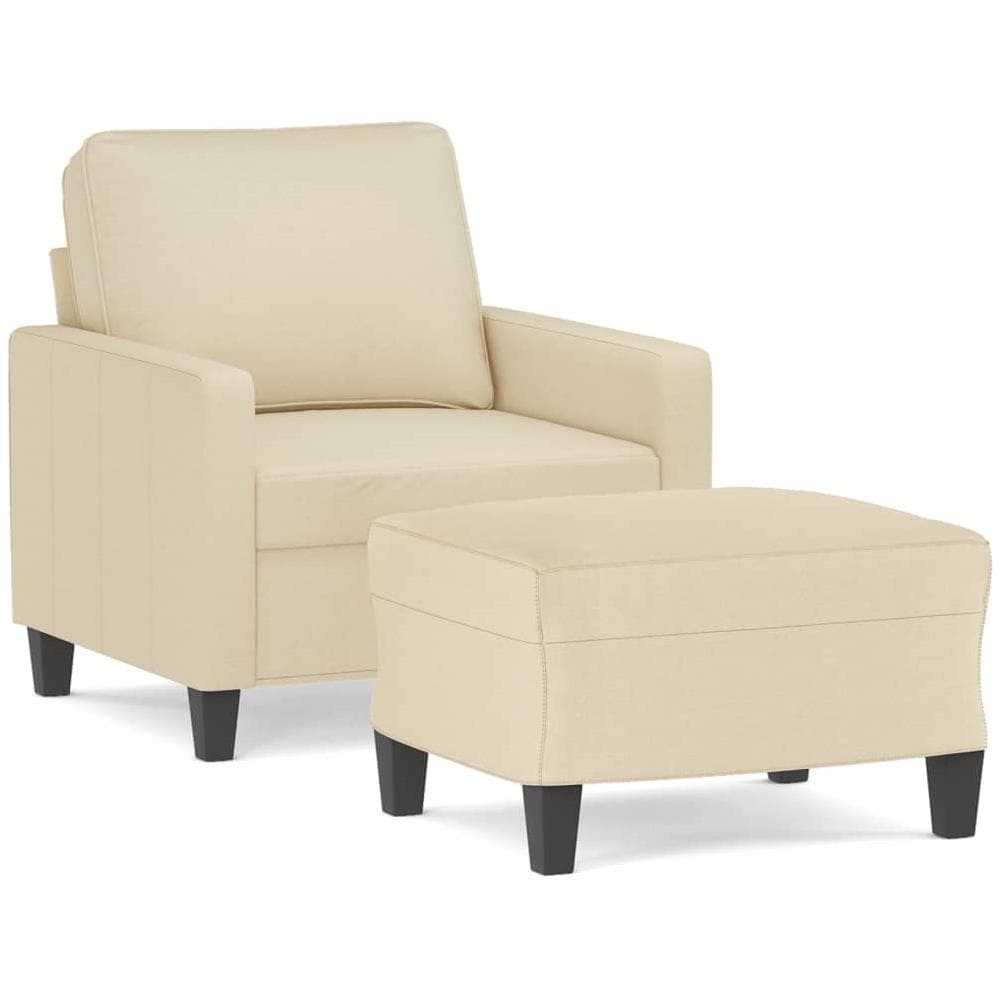 Poltrona Con Poggiapiedi Crema 60 Cm In Tessuto - Foto 2