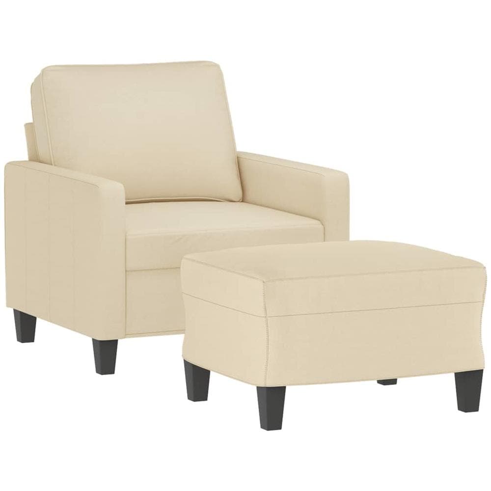 Poltrona Con Poggiapiedi Crema 60 Cm In Tessuto - Foto 3