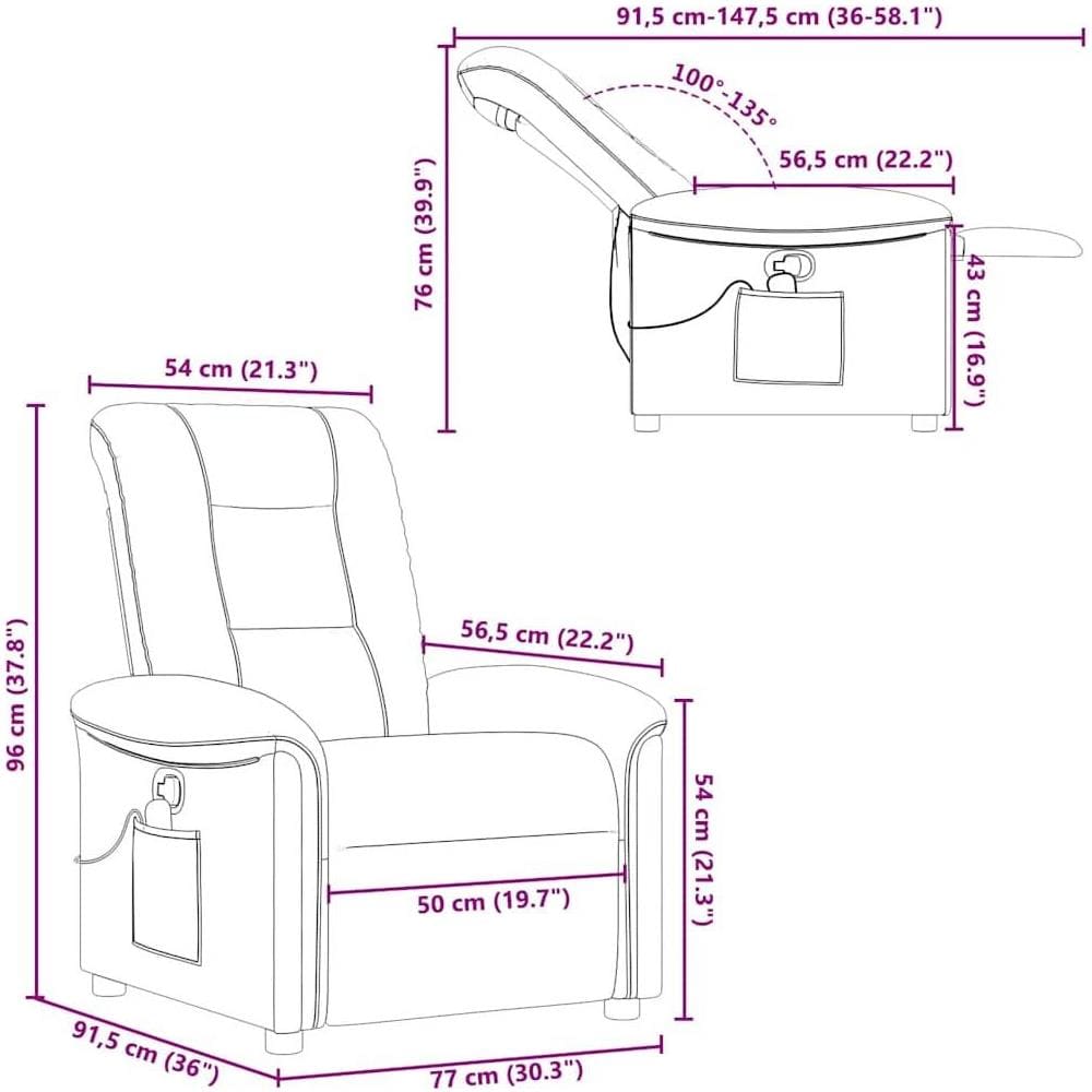 Poltrona Massaggiante Reclinabile Rosso Vino in Tessuto - Foto 10