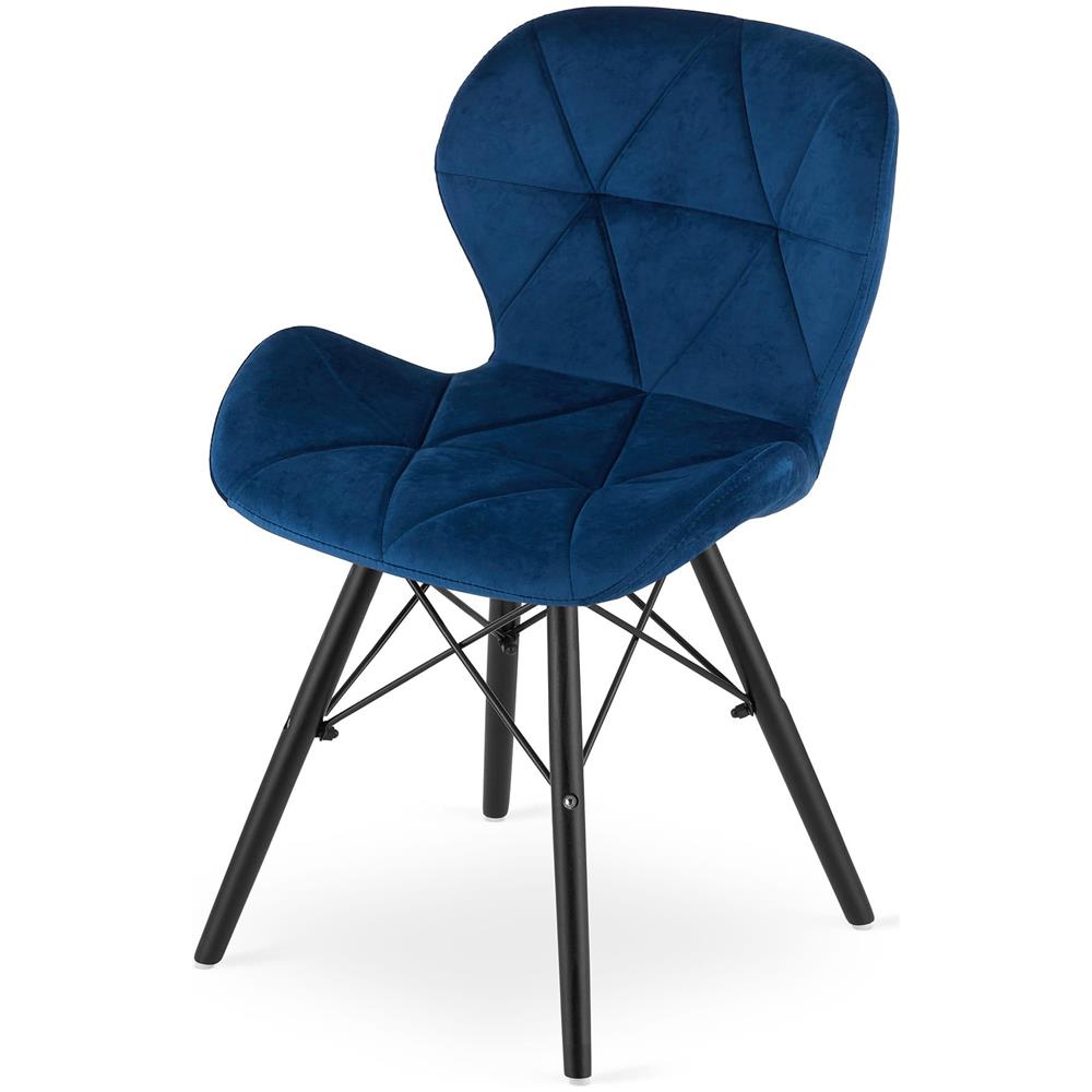 Sedia in velluto WAKO - Design moderno, blu navy, gambe nere x 3 - Foto 7