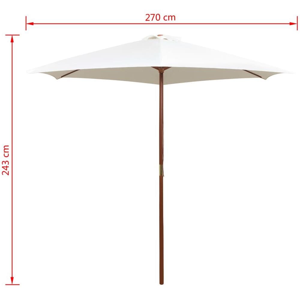 Ombrellone 270x270 Cm Palo In Legno Bianco Crema - Foto 6