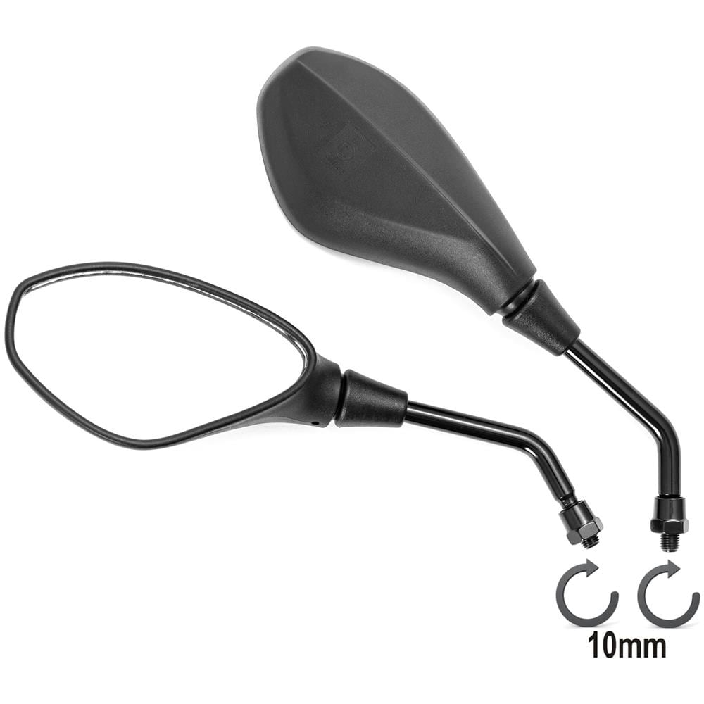 Coppia Specchietti Retrovisori Moto Scooter Universali 10mm Nero - Foto 1