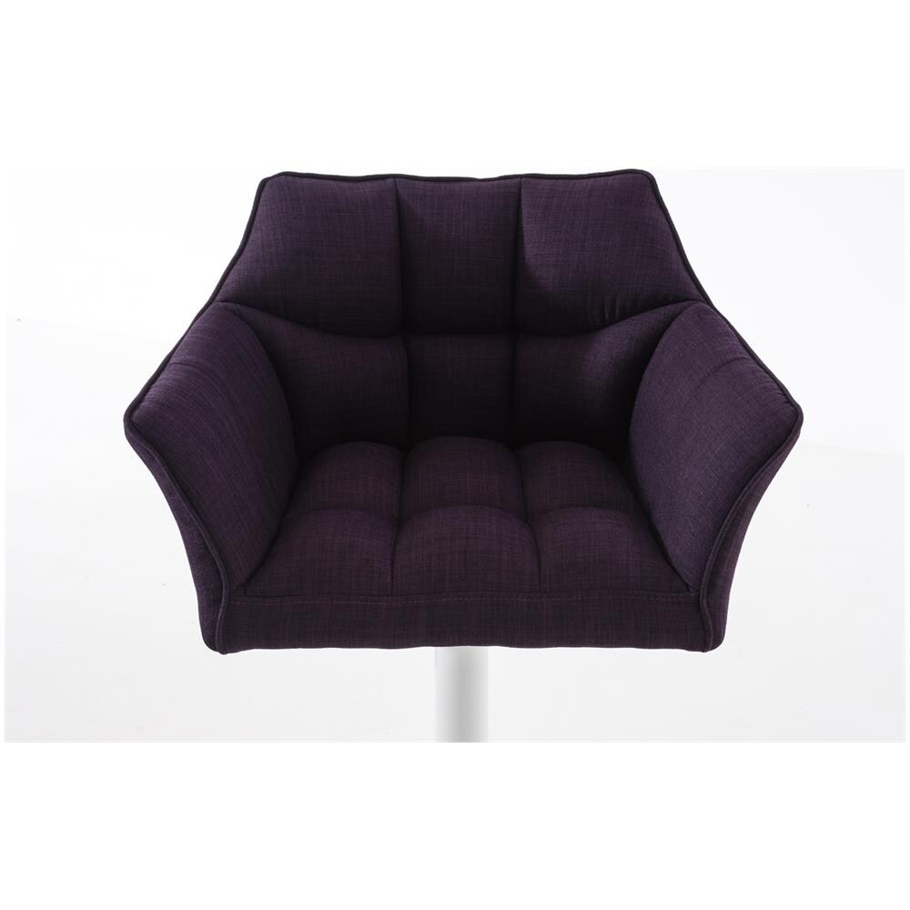 Sgabello Alto Bar Damaso I Sgabello Design Cucina Trapuntato in Tessuto con Braccioli E Schienale Imbottiti l Sedia Sgabello Bar Pub con Poggiapiedi Viola Bianco - Foto 5