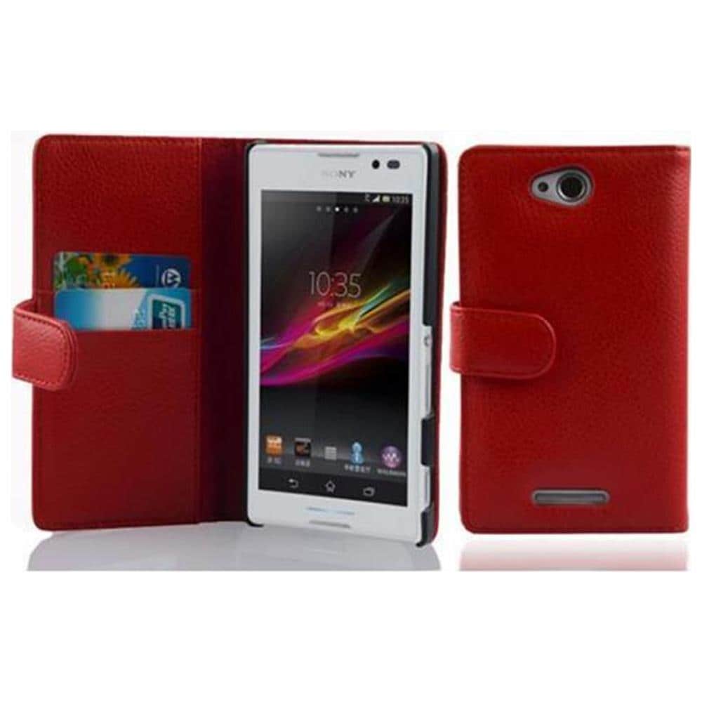 Cadorabo Custodia Compatibile Con Sony Xperia C In Rosso Cremisi - Coperchio Protettivo In Ecopelle Testurizzata E Tasca Per Carte Di Credito - Foto 1