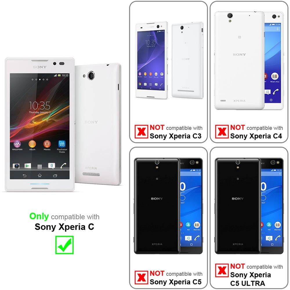 Cadorabo Custodia Compatibile Con Sony Xperia C In Rosso Cremisi - Coperchio Protettivo In Ecopelle Testurizzata E Tasca Per Carte Di Credito - Foto 2