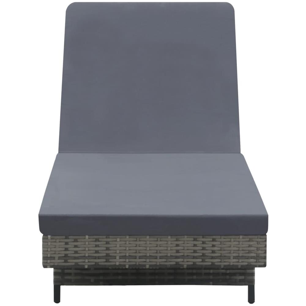 Lettino Prendisole con Cuscino e Ruote in Polyrattan Antracite - Foto 2