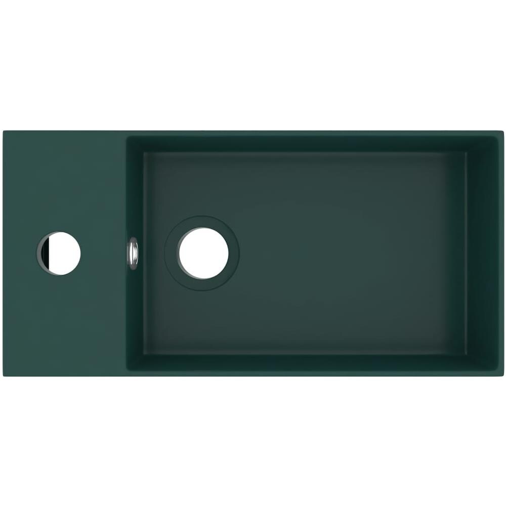 Lavandino con Troppopieno in Ceramica Verde Scuro - Foto 2