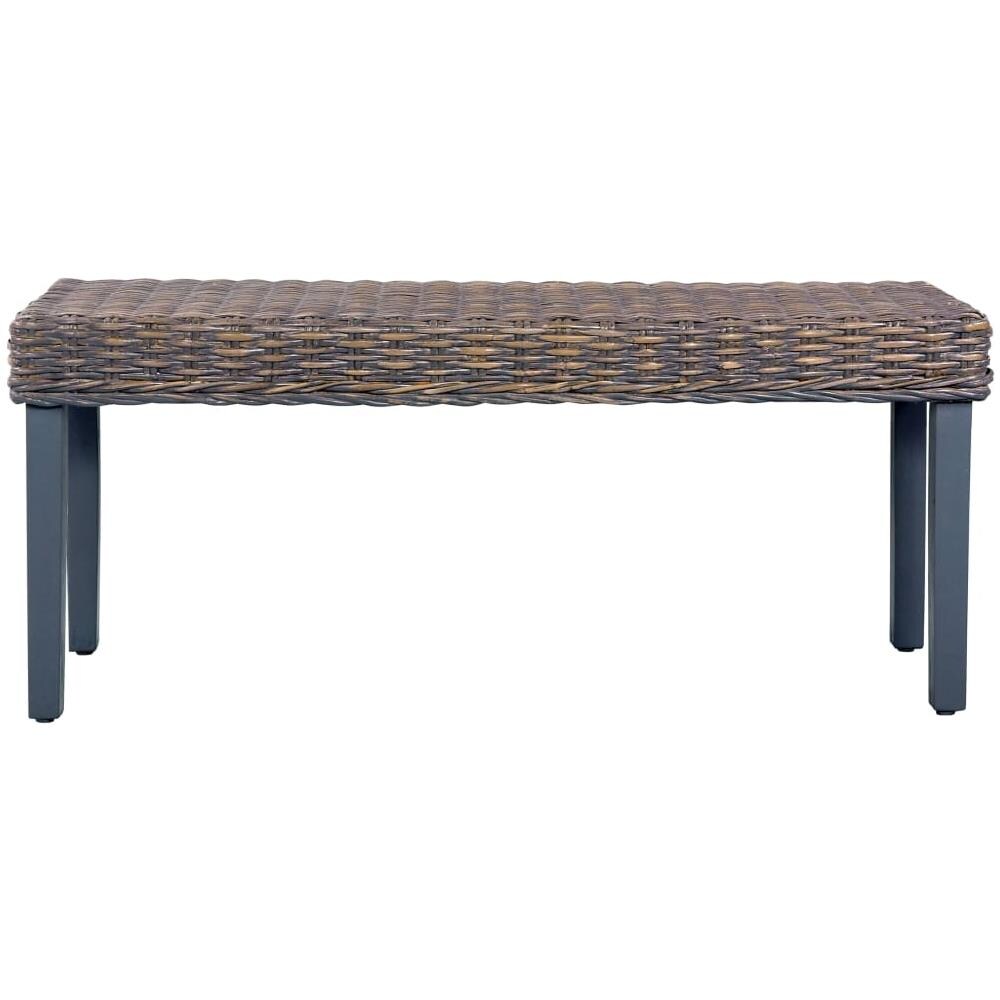 Panca 110 Cm Grigia In Rattan Naturale Kubu E Massello Di Mango - Foto 2