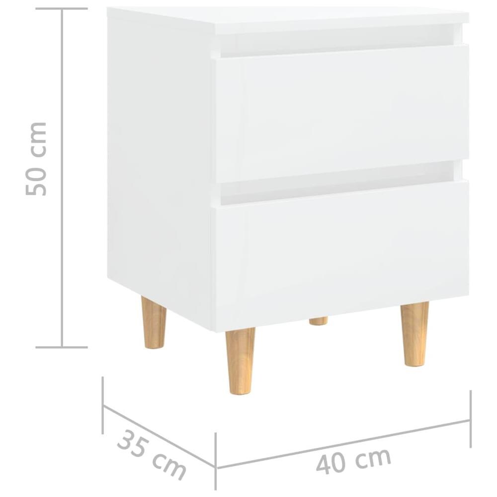 Comodini con Gambe Legno Pino 2pz Bianco Lucido 40x35x50 cm - Foto 8