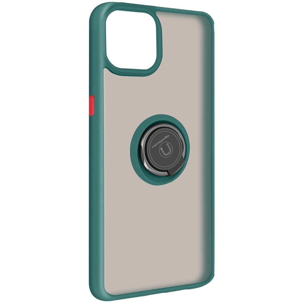 Cover Apple Iphone 13 Pro Bimateriale Anello Supporto Metallico Verde - Foto 2