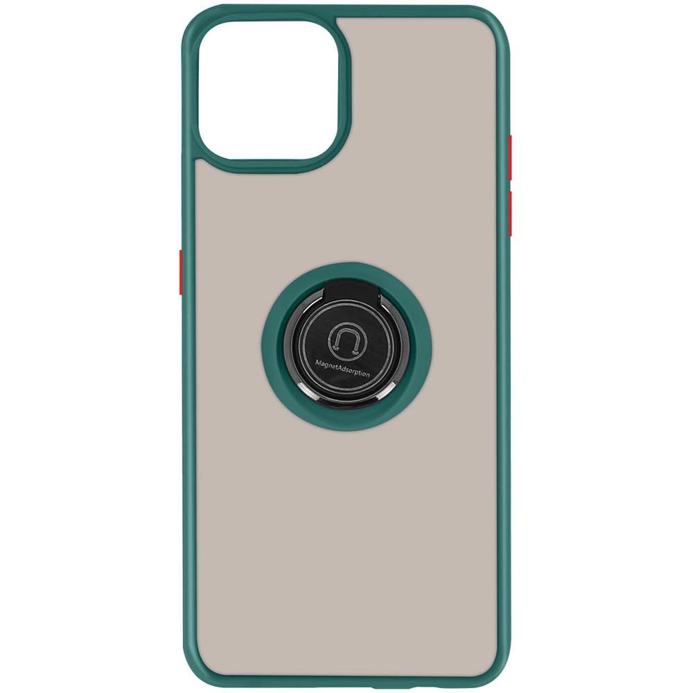 Cover Apple Iphone 13 Pro Bimateriale Anello Supporto Metallico Verde - Foto 1