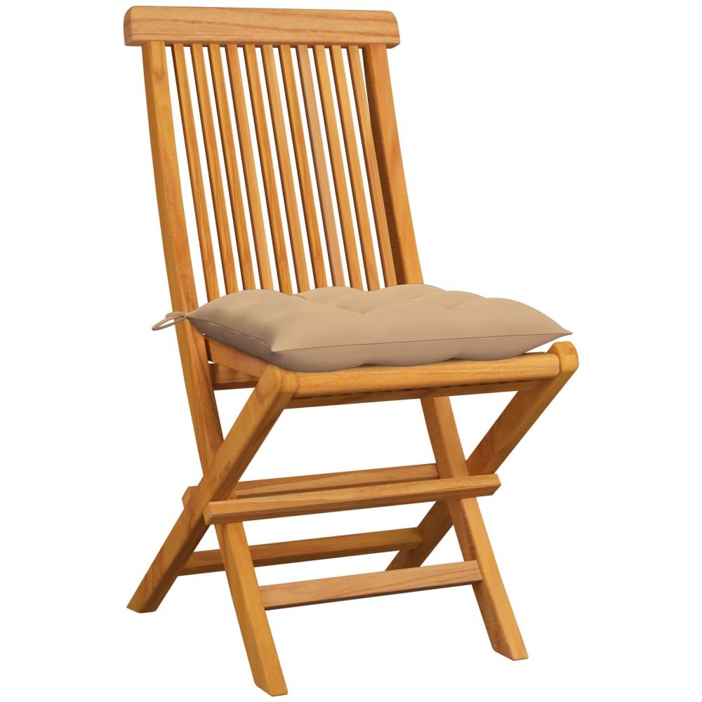 Sedie da Giardino con Cuscini Beige 6 pz in Massello di Teak - Foto 3