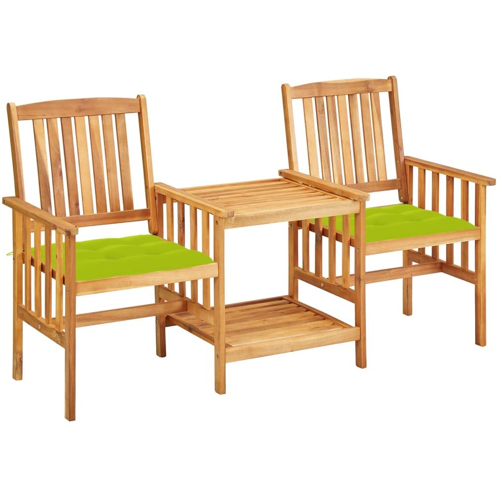 Sedie da Giardino con Cuscini e Tavolino in Massello di Acacia - Foto 1