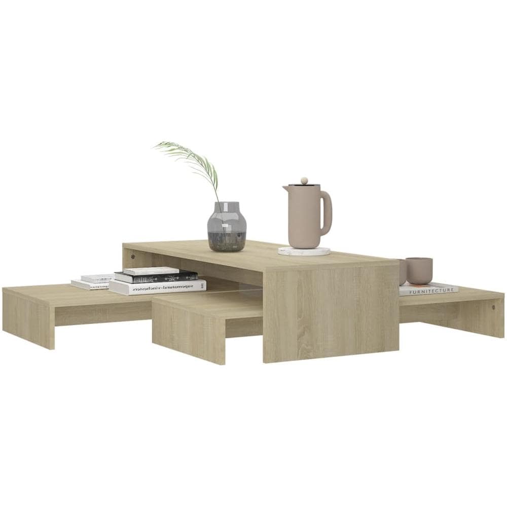 Set Tavolini Estraibili Rovere Sonoma 100x100x26,5 Multistrato - Foto 3