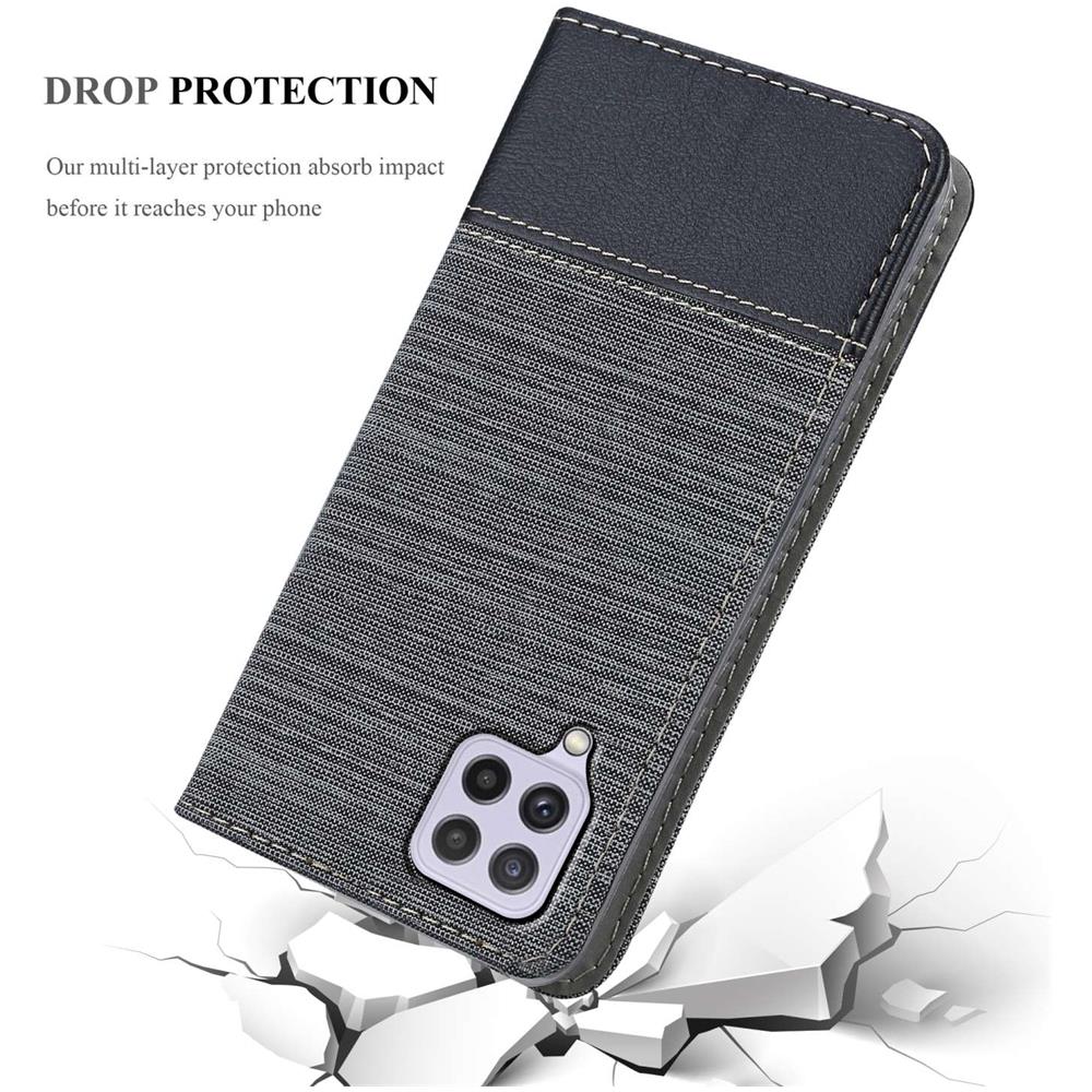 Custodia Compatibile Con Samsung Galaxy A22 4g / M22 / M32 4g In Grigio Nero - Coperchio Protettiva Con Chiusura Magnetica, Funzione Stand E Tasca Per Le Carte - Foto 8