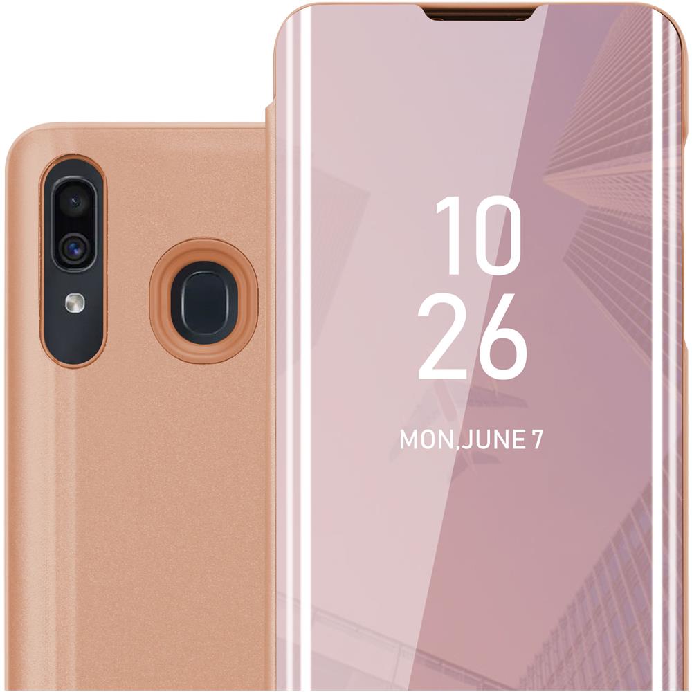 Custodia Compatibile Con Samsung Galaxy A20 / A30 In Kunzit Rosa - Clear View Specchio Coperchio Protettivo Con Funzione Di Supporto Protezione A 360 Gradi - Foto 1