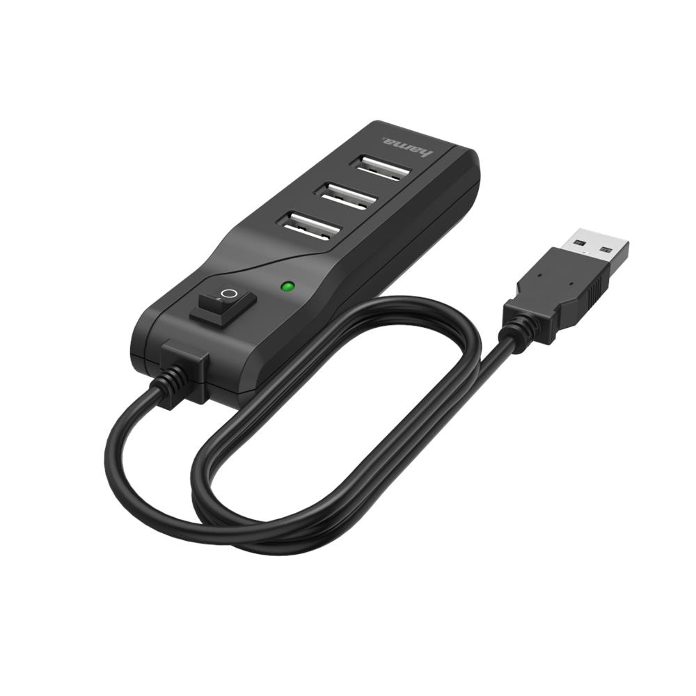 Hub USB 2.0 da tavolo, 4 porte, switch ON /OFF, cavo integrato, nero - Foto 2