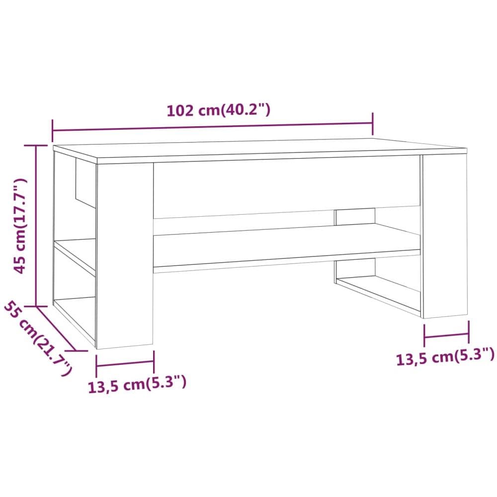 Tavolino Da Salotto Rovere Sonoma 102x55x45cm Legno Multistrato - Foto 6