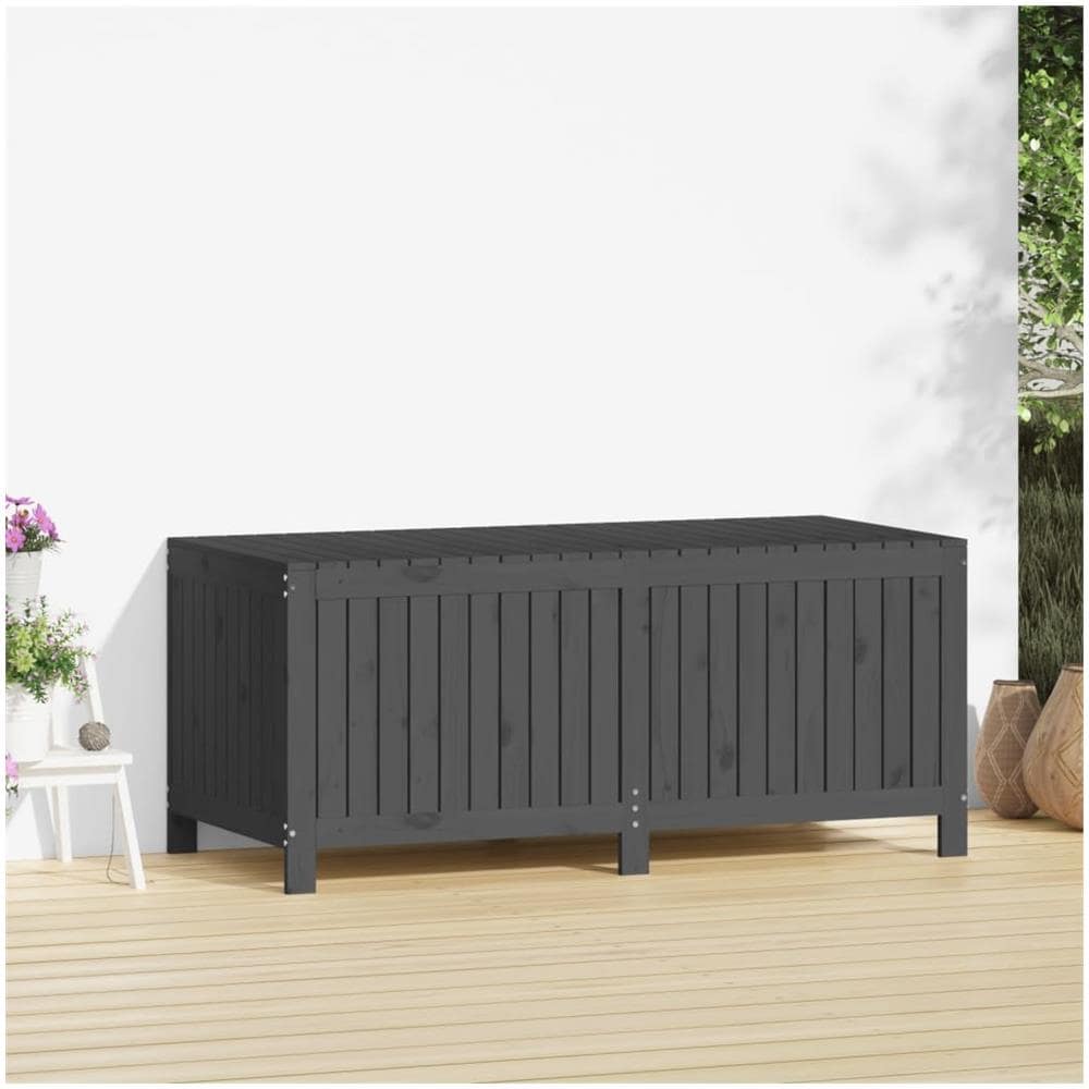 Contenitore Da Giardino Grigio 147x68x64 Cm Legno Massello Pino - Foto 2