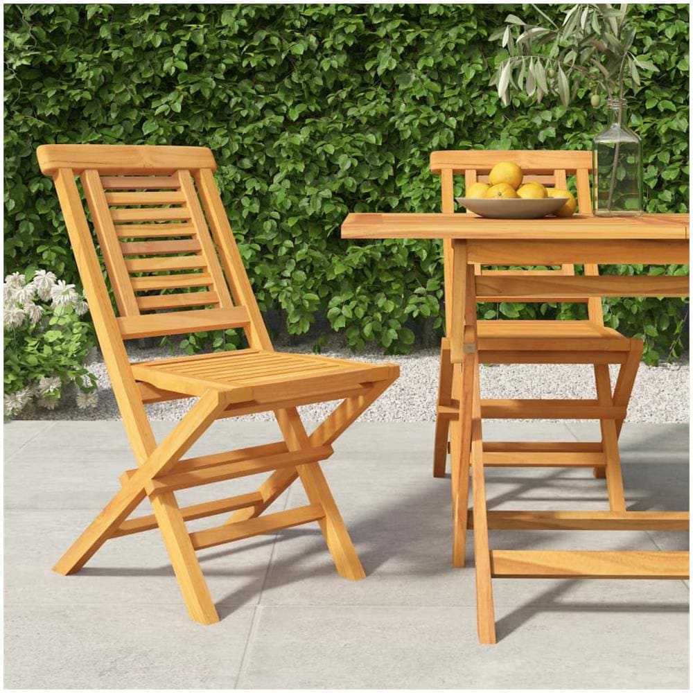 Sedie Da Giardino Pieghevole 2pz 47x63x90cm Legno Massello Teak - Foto 1