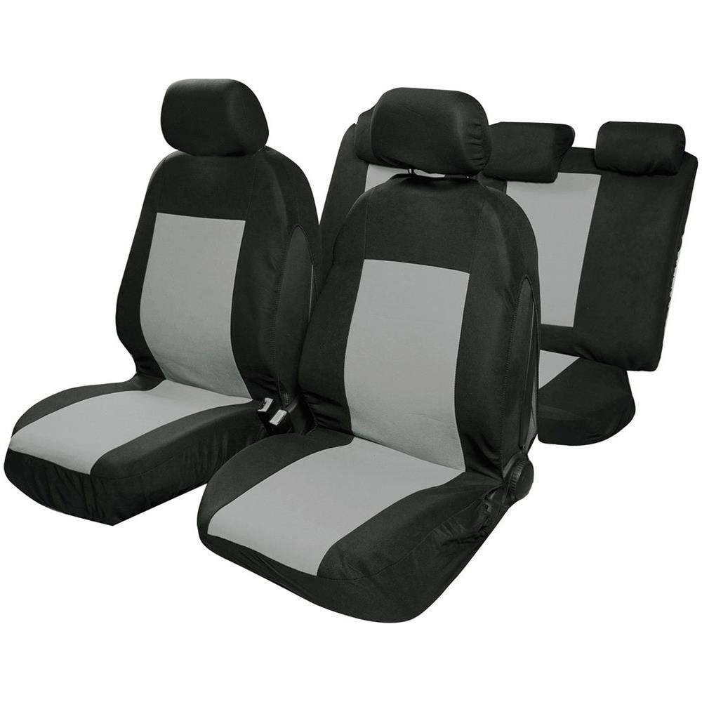 Set Completo Coprisedili Saturn Auto Universale Airbag Poggiatesta Poliestere Protezione Comoditã  Nero Grigio - Foto 1