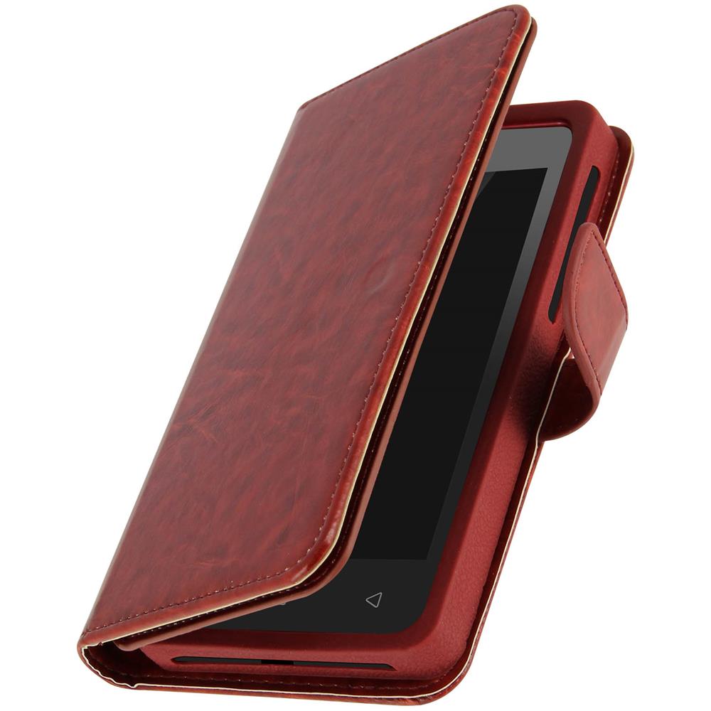 Custodia A Libro Universale Smartphone 6 Portacarte Marrone Taglia Xl - Foto 2