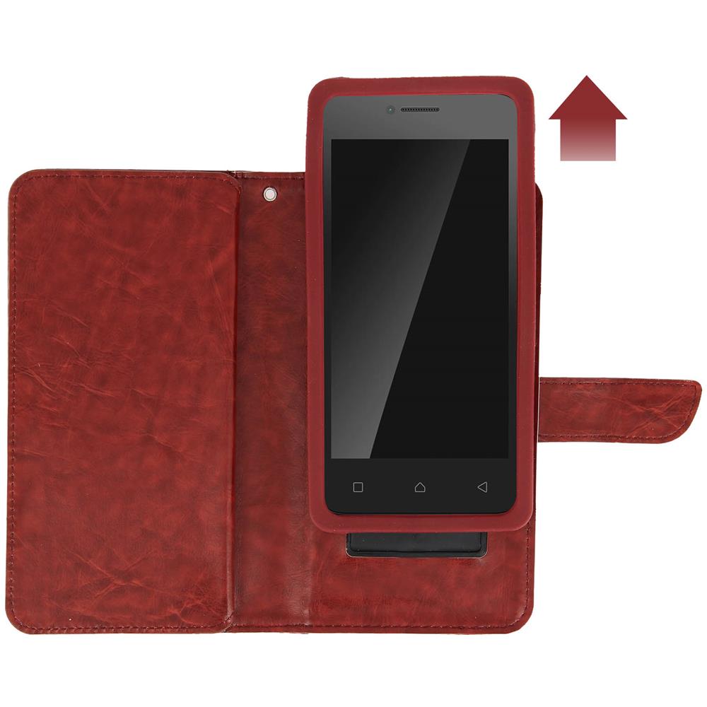 Custodia A Libro Universale Smartphone 6 Portacarte Marrone Taglia Xl - Foto 10