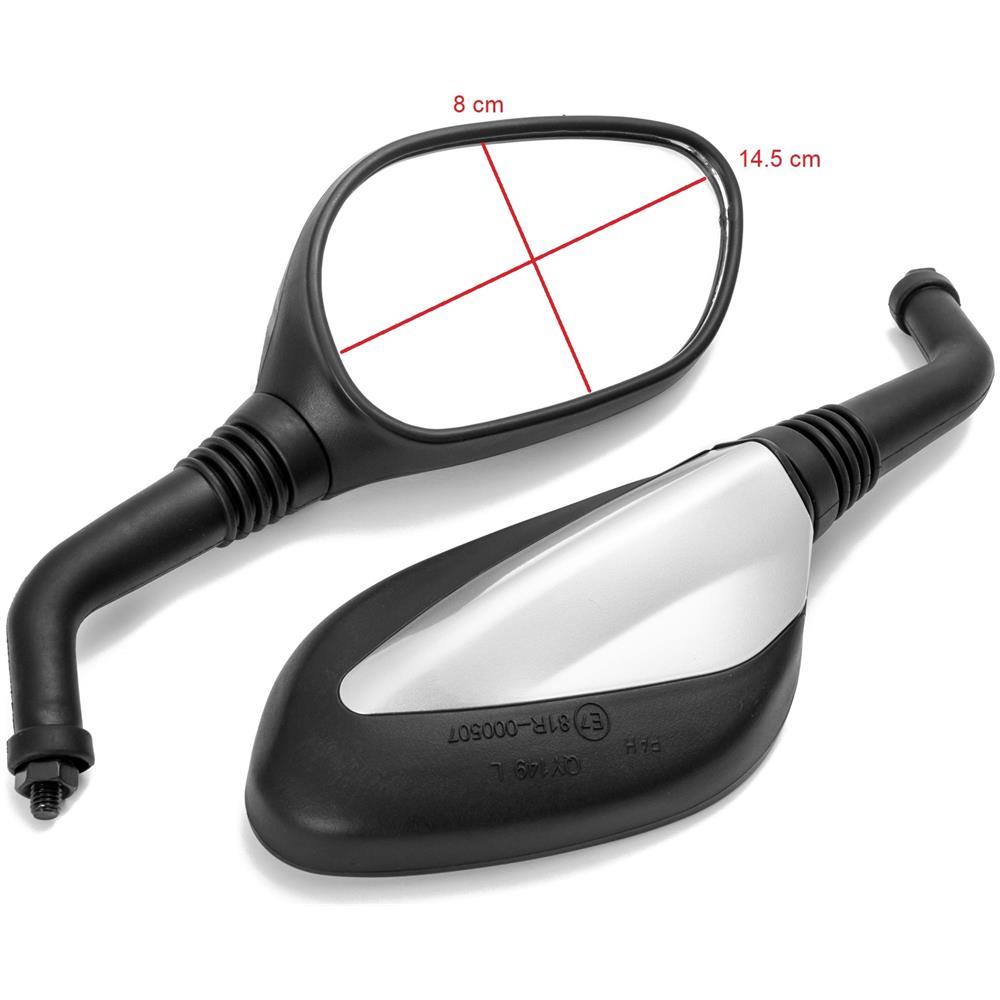 Specchietti Retrovisori Metallo Moto Universali 8mm Nero Argento - Foto 3