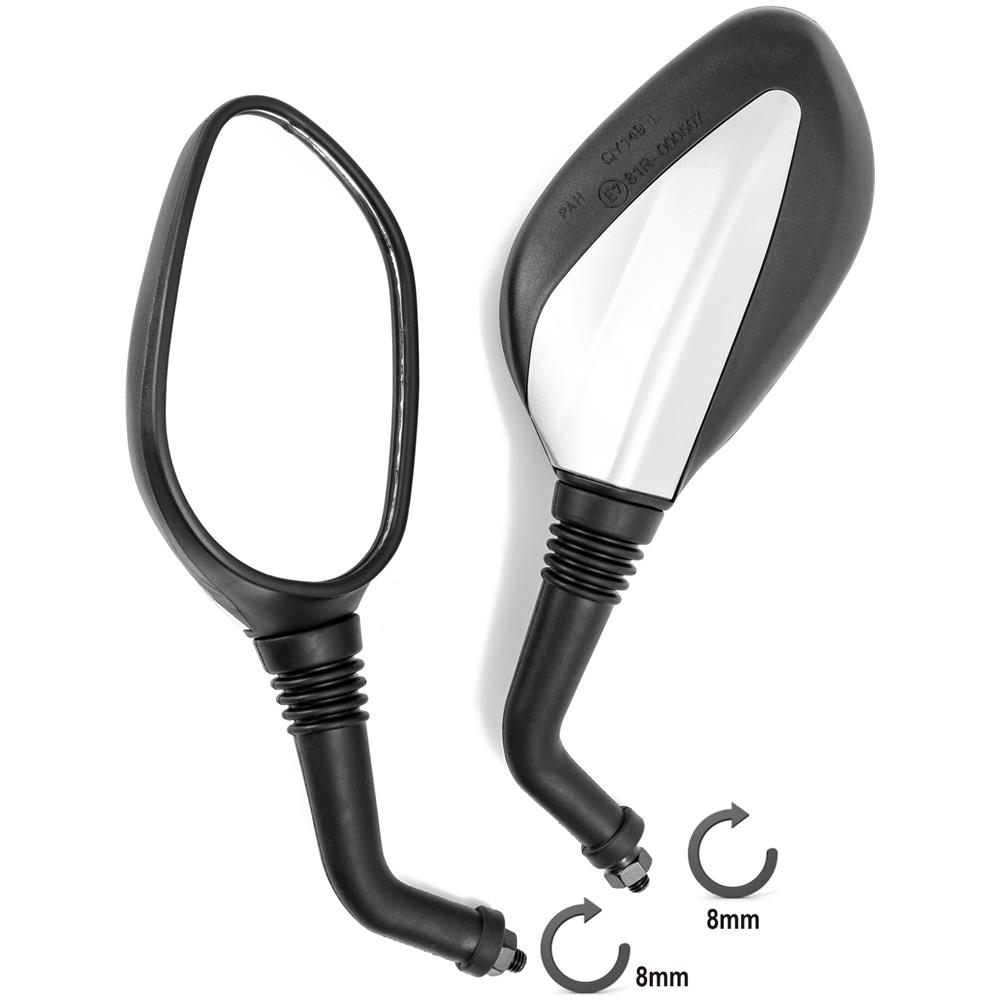 Specchietti Retrovisori Metallo Moto Universali 8mm Nero Argento - Foto 1