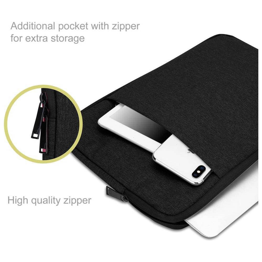 Cadorabo Borsa Di Protezione Per Computer Portatile / Tablet Da 13.3 Pollici In Nero - Borsa Per Computer Portatile In Tessuto Con Fodera In Velluto E Scomparto Con Zip Antigraffio - Foto 2