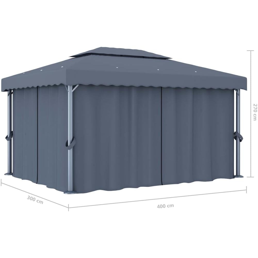 Gazebo Con Tende 4x3 Cm Antracite Alluminio - Foto 7
