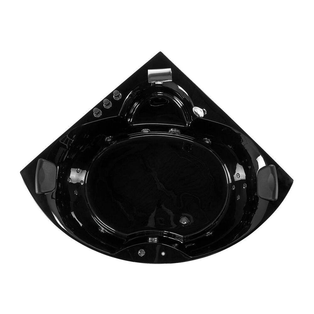 Vasca Da Bagno Angolare Nera Con Idromassaggio E Luci Led 150 Cm Senado - Foto 2