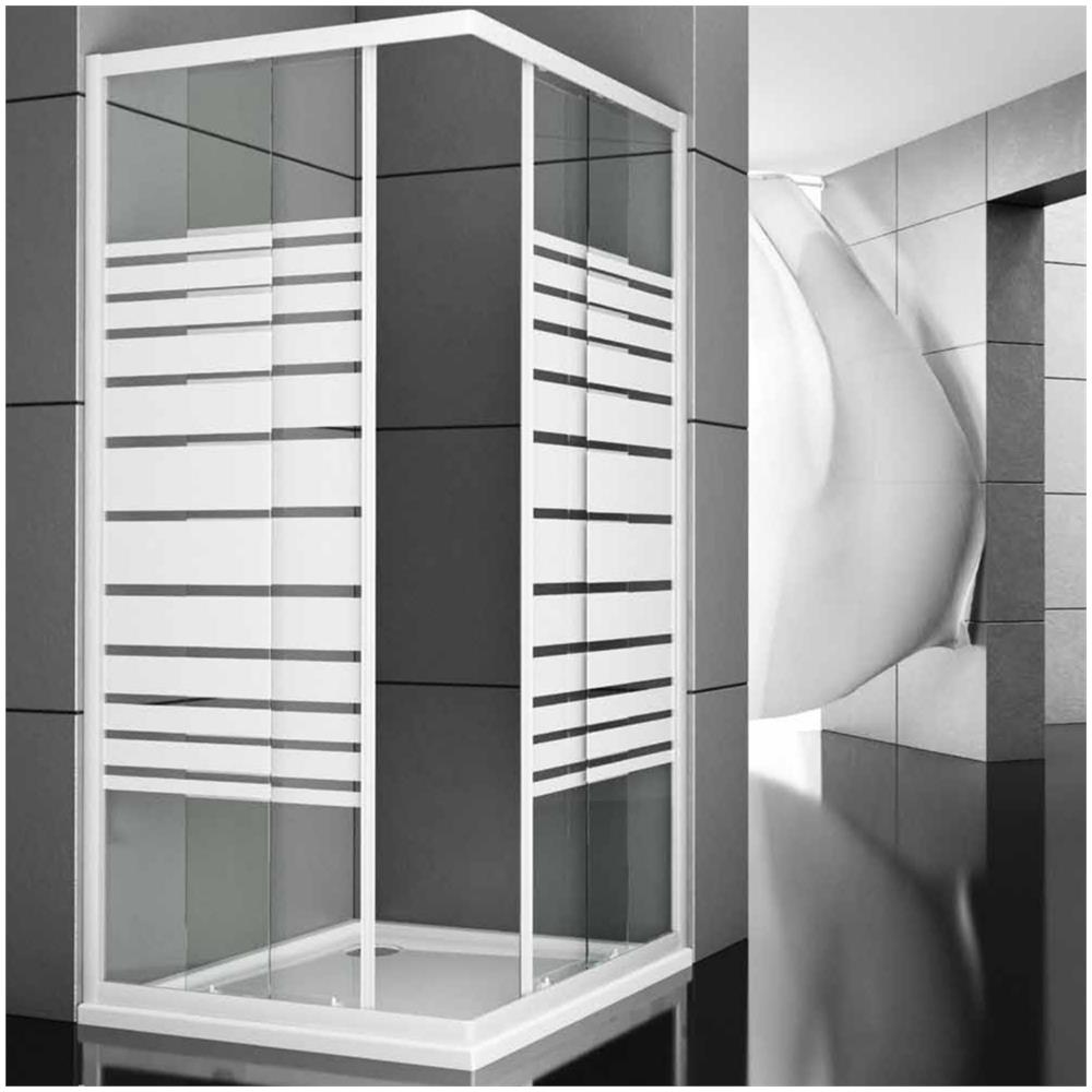 Box Cabina Doccia Angolare Corner Due Ante Scorrevoli Cristallo Temprato *** Misure : 66.5-69.5x116.5-119.5xh185 Cm Serigrafato Dx - Foto 1