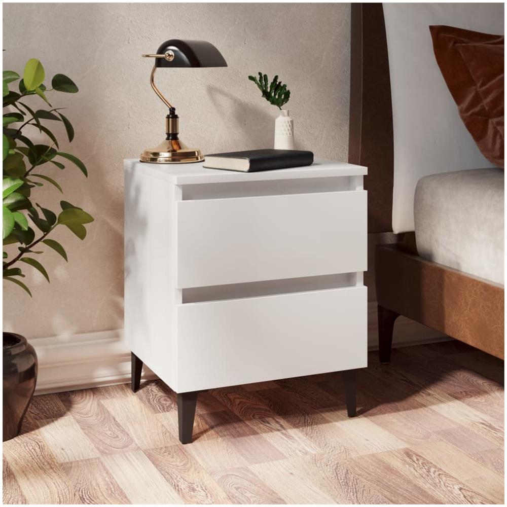 Comodino Bianco 40x35x50 cm in Legno Multistrato - Foto 1