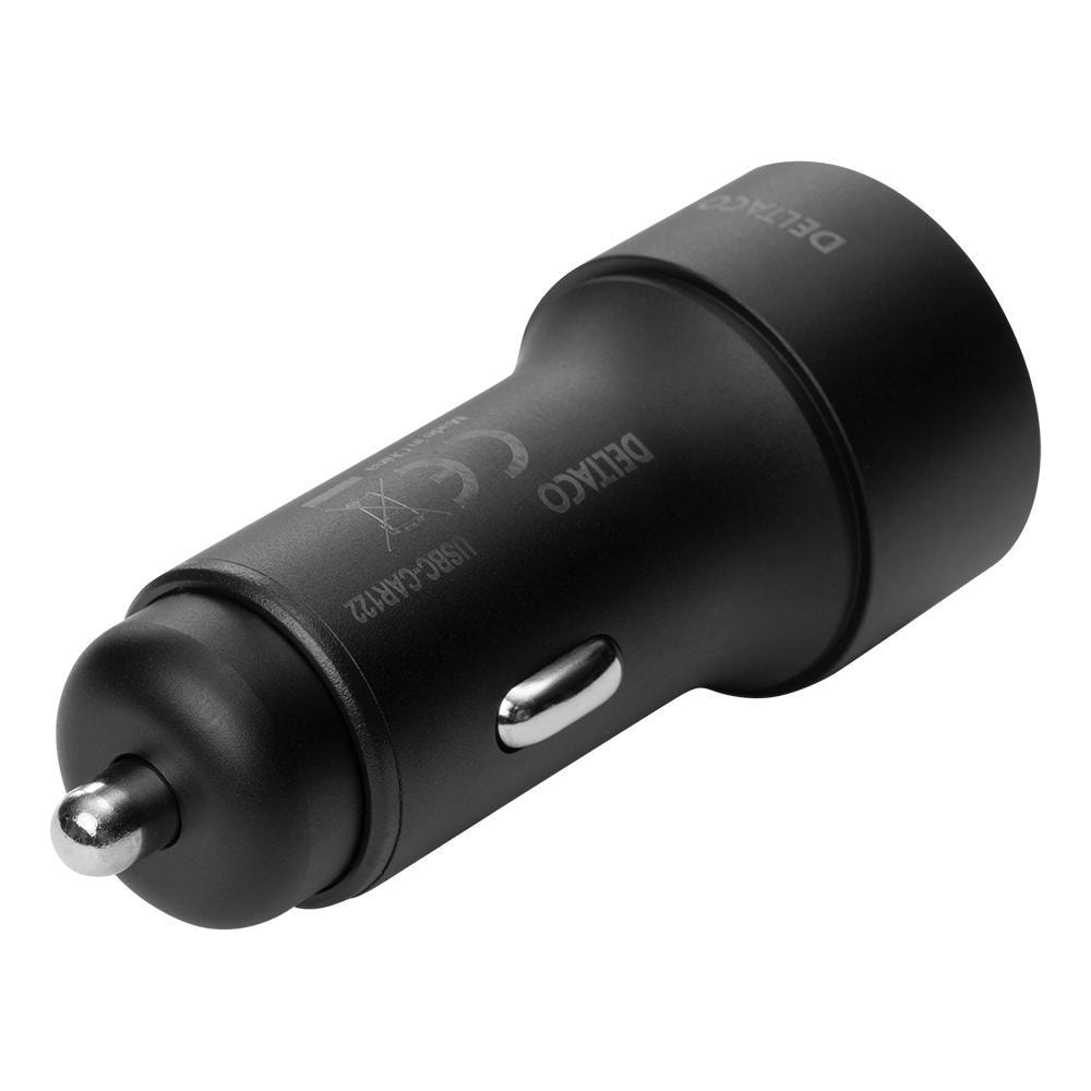 Caricabatteria Da Auto Usb Deltaco, 1x Usb-c, Pd 18 W, 1x Usb-a, 18 W, 36 W, Metallo - Foto 2