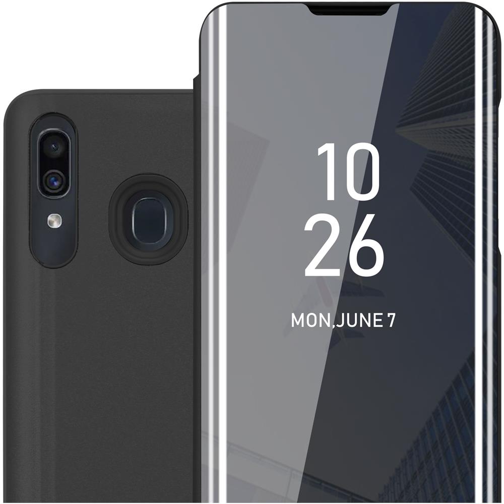 Custodia Compatibile Con Samsung Galaxy A20 / A30 In Tormalina Nera - Clear View Specchio Coperchio Protettivo Con Funzione Di Supporto Protezione A 360 Gradi - Foto 1