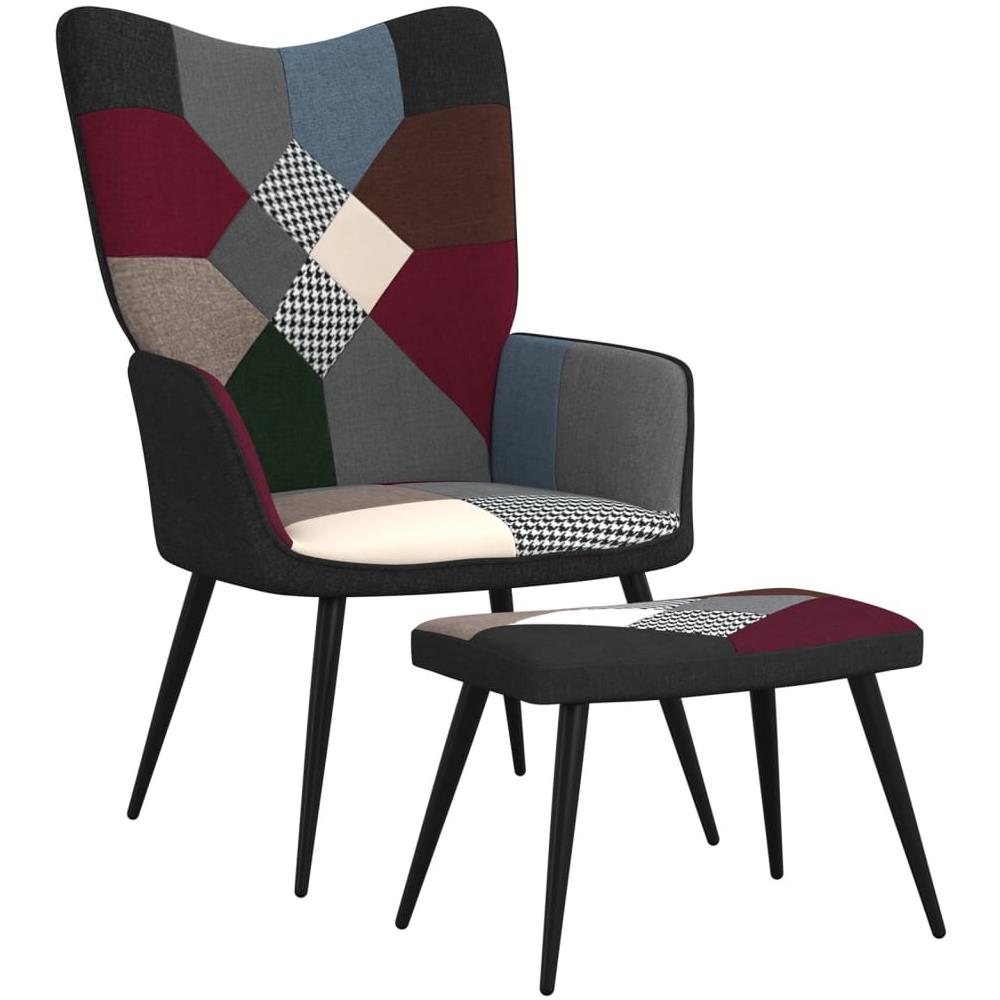 Poltrona Relax Con Poggiapiedi In Tessuto Patchwork - Foto 1