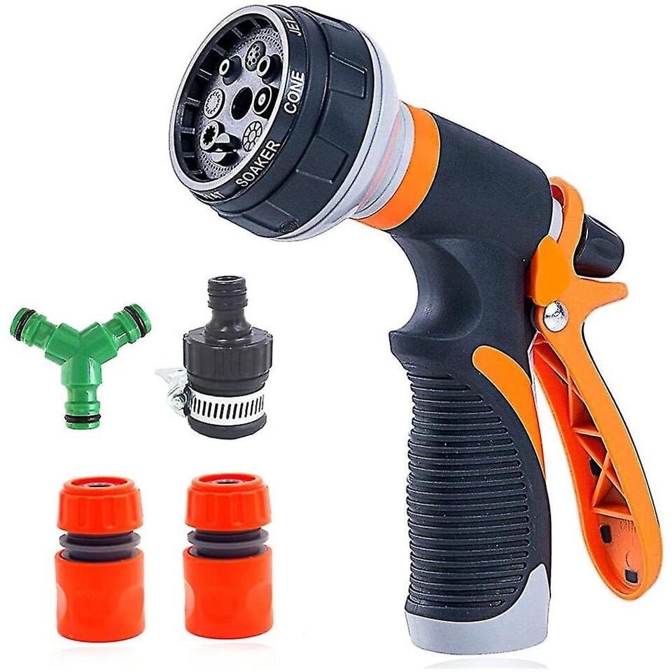 Yardwe Spruzzatore Da Giardino Regolabile – Ugello In Metallo Con 8 Modalità Di Getto (Nebbia, Doccia, Pieno, Ecc.), Impugnatura Gomma Antiscivolo, Per Innaffiare Piante, Lavare Auto E Animali