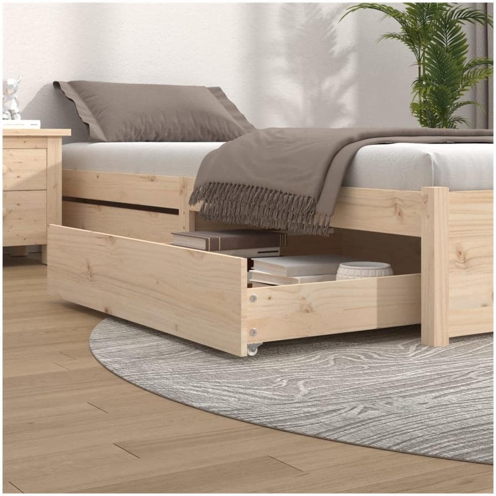 Cassetti Per Letto 2 Pz In Legno Massello Di Pino - Foto 1