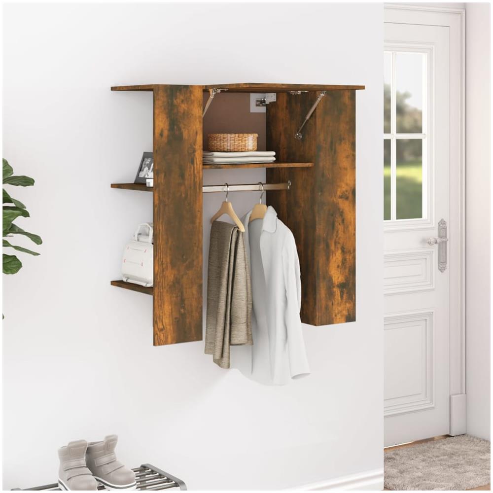 vidaXL Mobile da Bagno Rovere Fumo 33x33x185,5 cm in Legno Multistrato