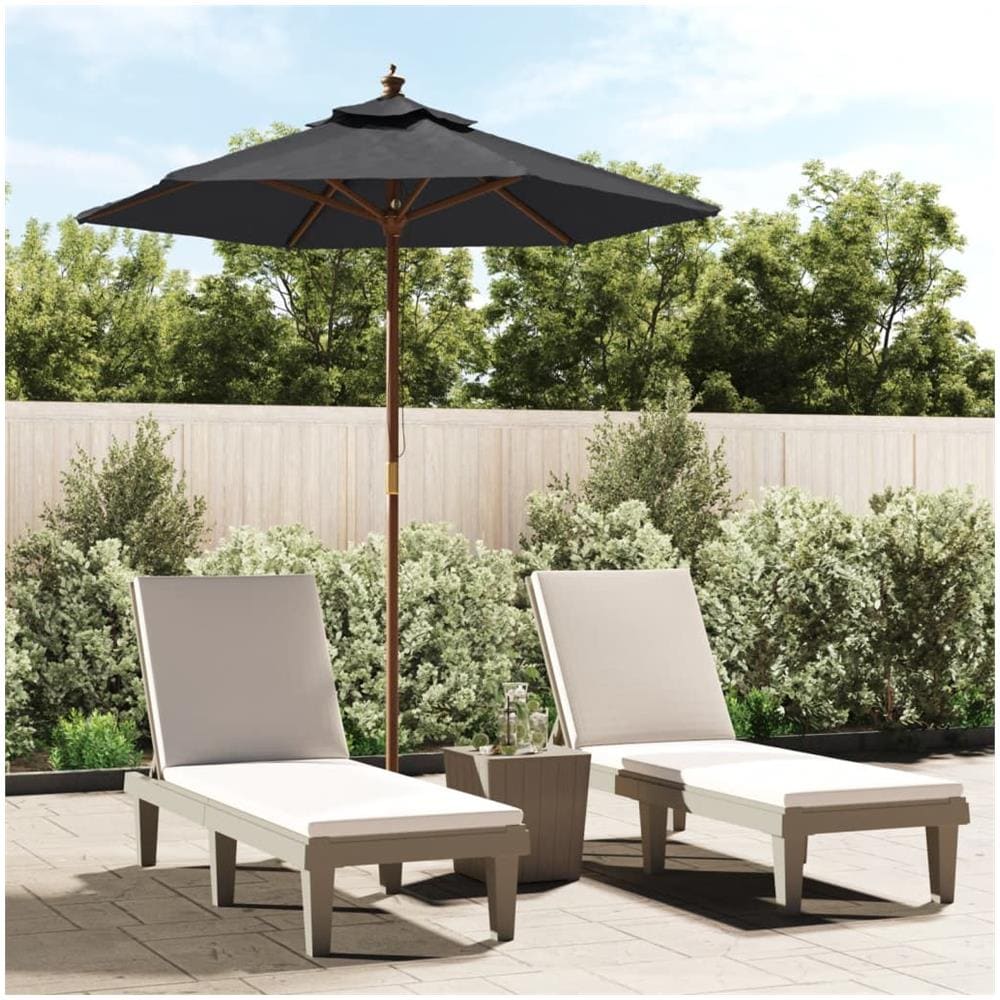 Ombrellone Da Giardino Con Palo In Legno Nero 196x231 Cm - Foto 1