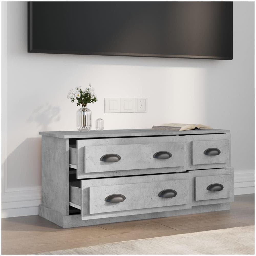 Mobile Porta Tv Grigio Cemento 100x35,5x45cm Legno Multistrato - Foto 2