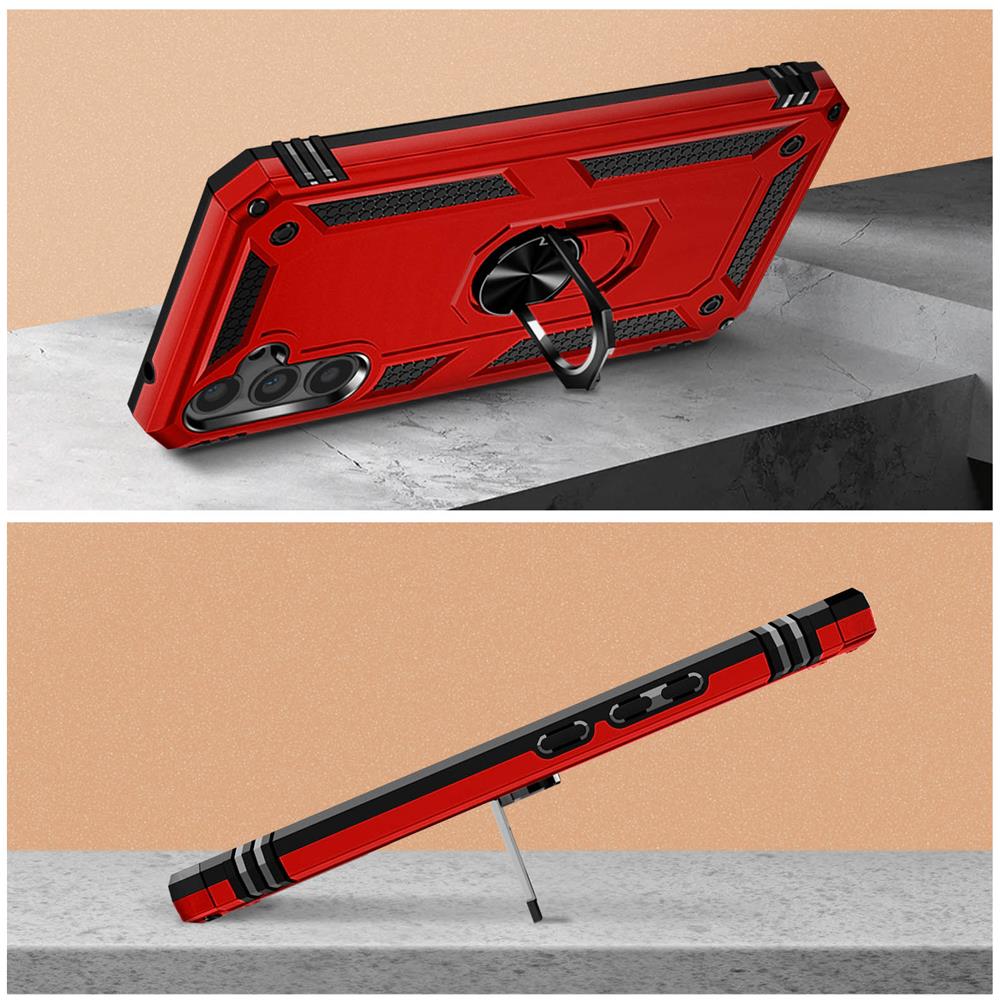 Cover Per Samsung A34 5g Antiurto Ibrida Anello Sostegno Funzione Supporto Rossa - Foto 5