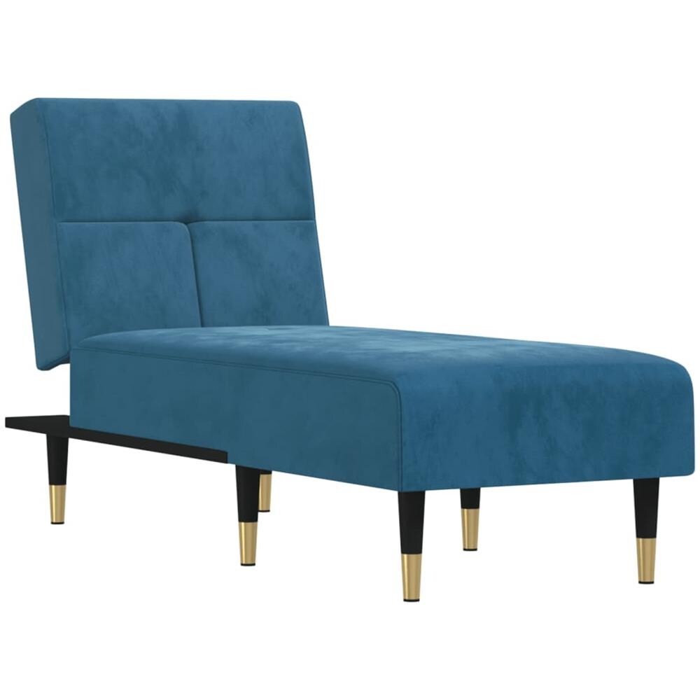 Chaise Longue In Velluto Blu - Foto 2
