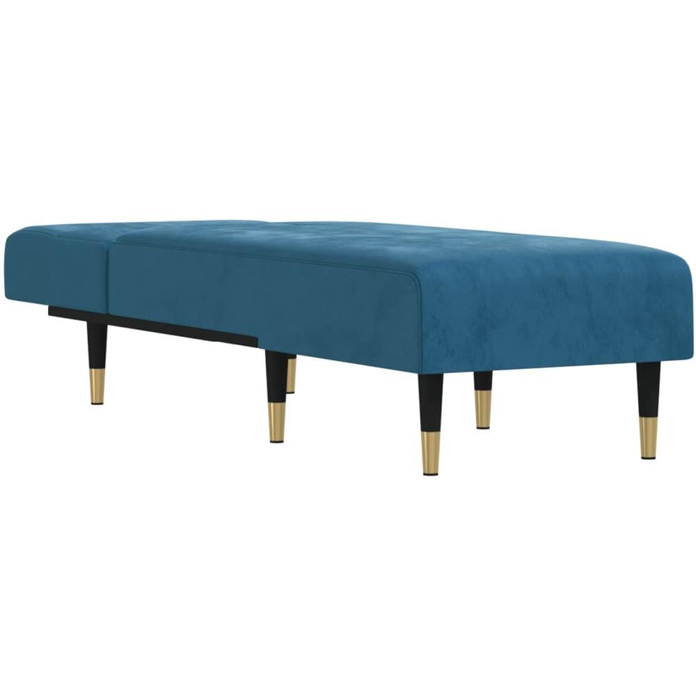 Chaise Longue In Velluto Blu - Foto 3